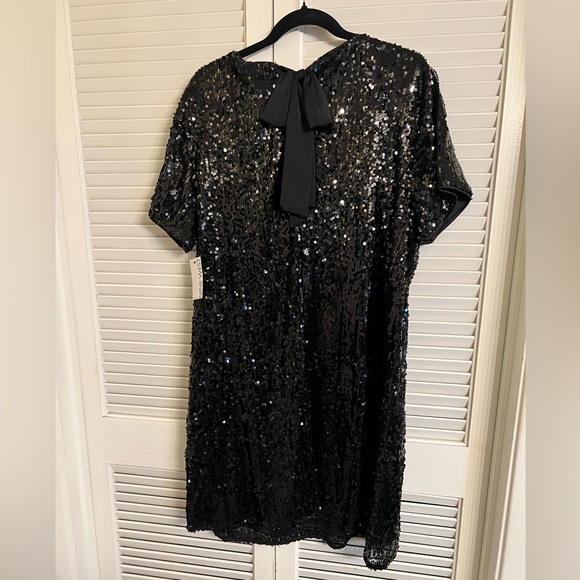 Nine West Black Sequin Short Sleeve Dress - Picture 2 of 7